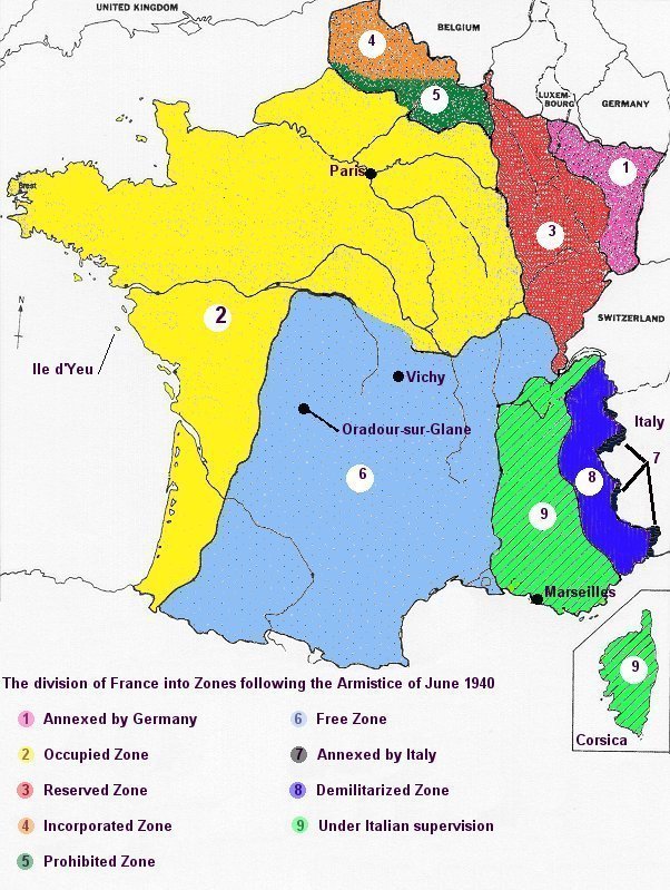The 9 zones of France
