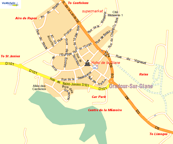 Town plan of Oradour-sur-Glane new town