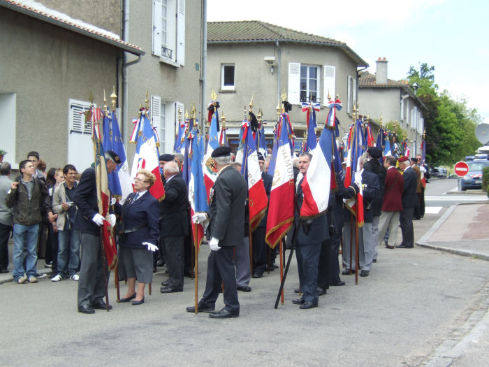 Veterans waiting to march to the school at Oradour-sur-Glane