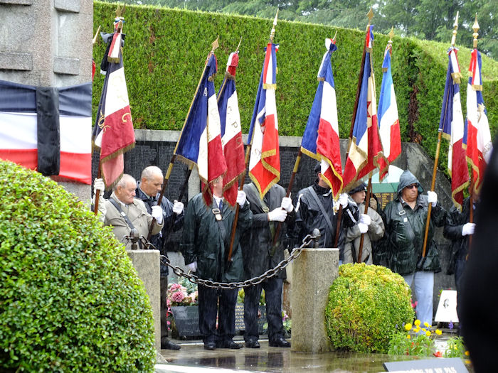 The main memorial in the cemetery of Oradour during laying of the tributes