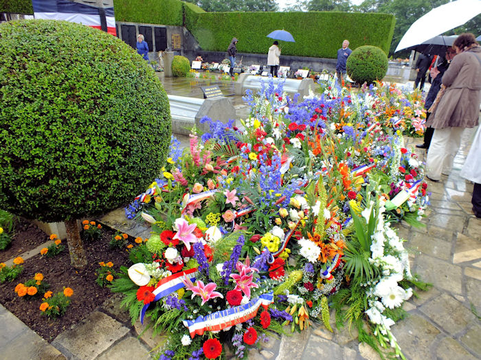 The tributes at the main memorial in Oradour-sur-Glane