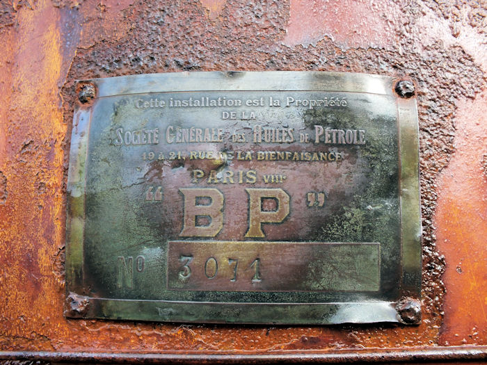Identification label on the Oradour village petrol pump