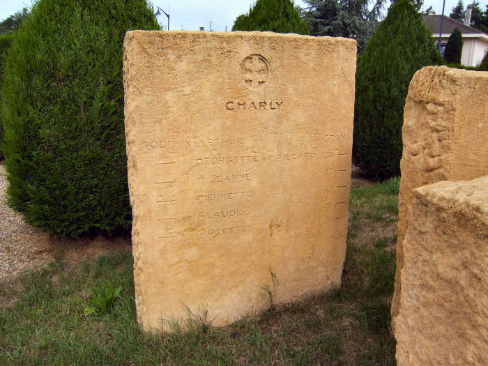 Memorial to Godfrin family at Charly-Oradour