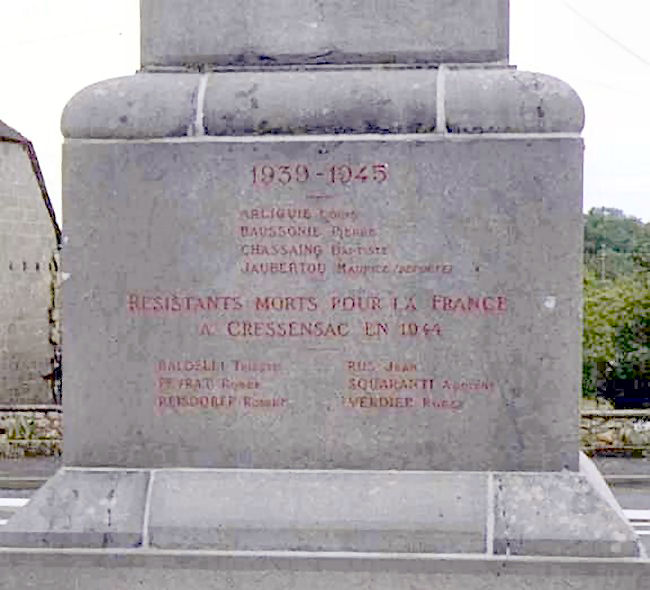 Memorial at Cressensac