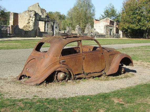 The Doctor's car in Oradour-sur-Glane in October 2018