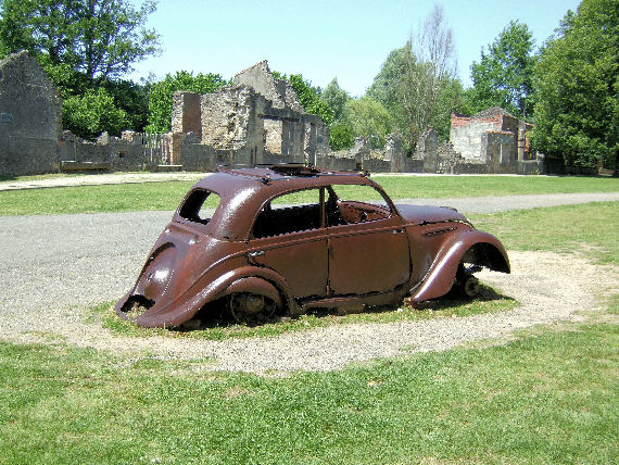 The Doctor's car at Oradour-sur-Glane in June 2024