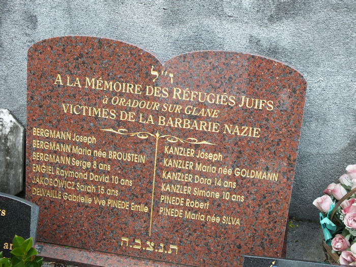 Names of the victims of the Jewish faith in Oradour cemetery