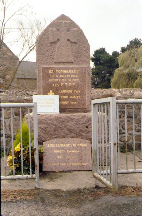 Memorial to members of the FTP killed by the Milice in June 1944