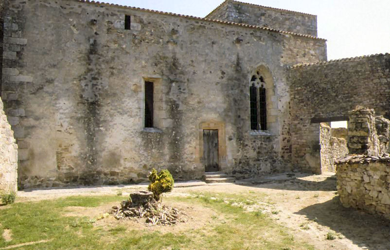 Church at Oradour showing sacristy door