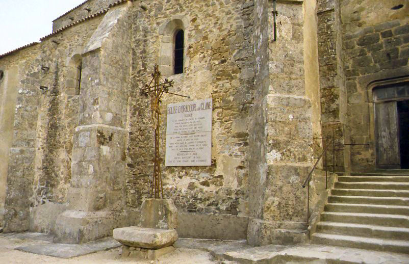 Church entrance and memorial