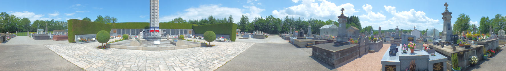 Panorama of the cemetery at Oradour-sur-Glane (360 degree view)